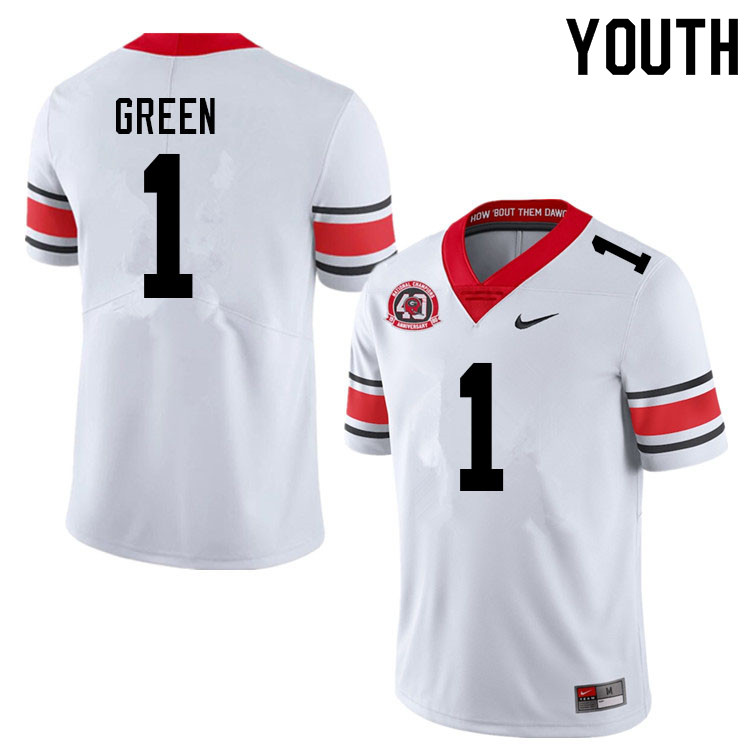 Youth #1 Nyland Green Georgia Bulldogs Nationals Champions 40th Anniversary College Football Jerseys - Click Image to Close